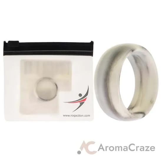 Picture of Silicone Wedding Ring - Marble White-Black by ROQ for Men - 9 mm Ring