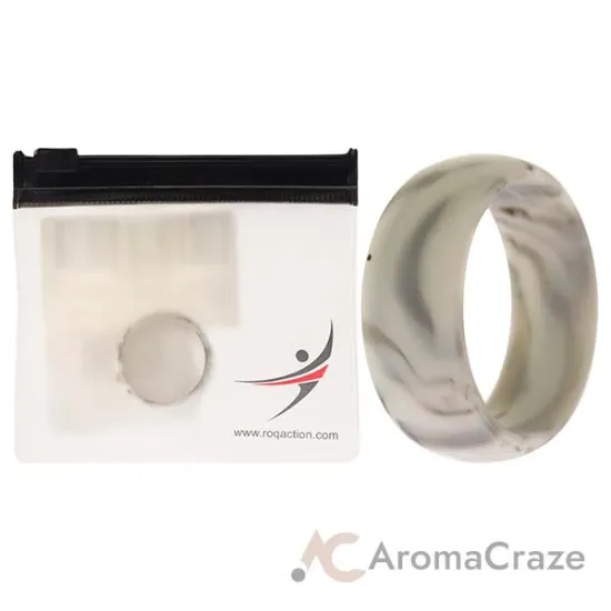 Picture of Silicone Wedding Ring - Marble White-Black by ROQ for Men - 10 mm Ring