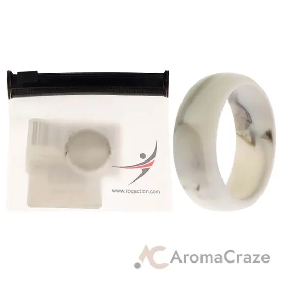 Picture of Silicone Wedding Ring - Marble White-Black by ROQ for Men - 11 mm Ring