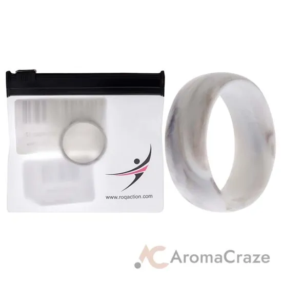 Picture of Silicone Wedding Ring - Marble White-Black by ROQ for Men - 12 mm Ring