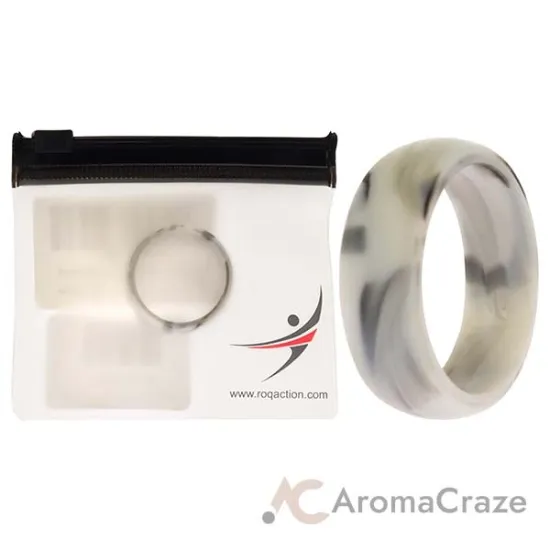 Picture of Silicone Wedding Ring - Marble White-Black by ROQ for Men - 14 mm Ring