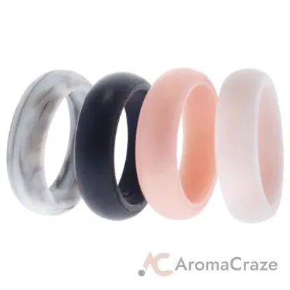 Picture of Silicone Wedding Ring Set - Marble by ROQ for Women - 4 x 5 mm Ring