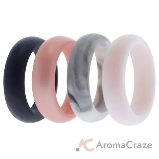 Picture of Silicone Wedding Ring Set - Marble by ROQ for Women - 4 x 6 mm Ring