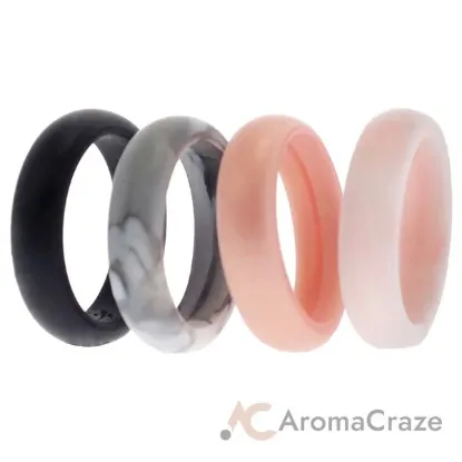 Picture of Silicone Wedding Ring Set - Marble by ROQ for Women - 4 x 7 mm Ring