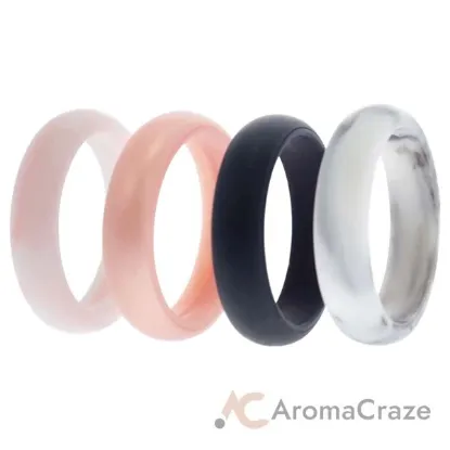 Picture of Silicone Wedding Ring Set - Marble by ROQ for Women - 4 x 9 mm Ring