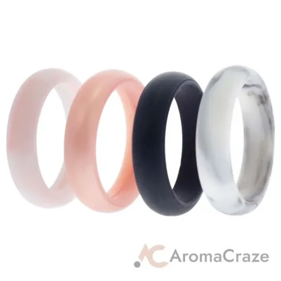 Picture of Silicone Wedding Ring Set - Marble by ROQ for Women - 4 x 9 mm Ring
