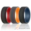 Picture of Silicone Wedding 2Layer Lines Ring Set - Grey-Black by ROQ for Men - 3 x 7 mm Ring