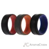 Picture of Silicone Wedding 2Layer Lines Ring Set - Grey-Black by ROQ for Men - 3 x 8 mm Ring