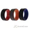 Picture of Silicone Wedding 2Layer Lines Ring Set - Grey-Black by ROQ for Men - 3 x 9 mm Ring