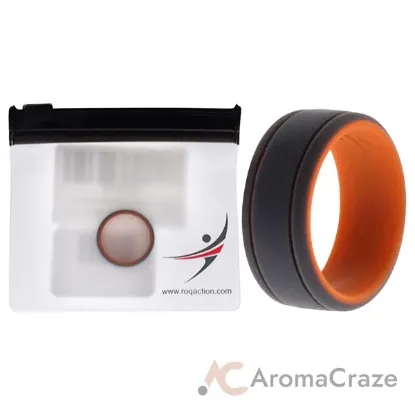 Picture of Silicone Wedding 2Layer Lines Ring - Orang-Grey by ROQ for Men - 7 mm Ring