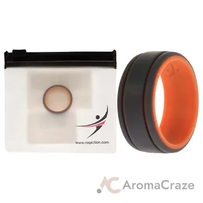 Picture of Silicone Wedding 2Layer Lines Ring - Orang-Grey by ROQ for Men - 8 mm Ring