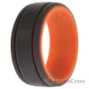 Picture of Silicone Wedding 2Layer Lines Ring - Orang-Grey by ROQ for Men - 8 mm Ring