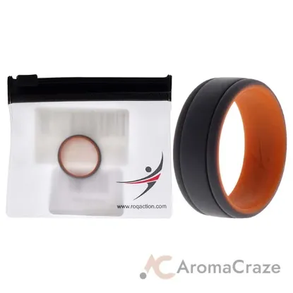 Picture of Silicone Wedding 2Layer Lines Ring - Orang-Grey by ROQ for Men - 9 mm Ring