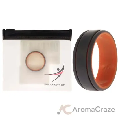 Picture of Silicone Wedding 2Layer Lines Ring - Orang-Grey by ROQ for Men - 12 mm Ring