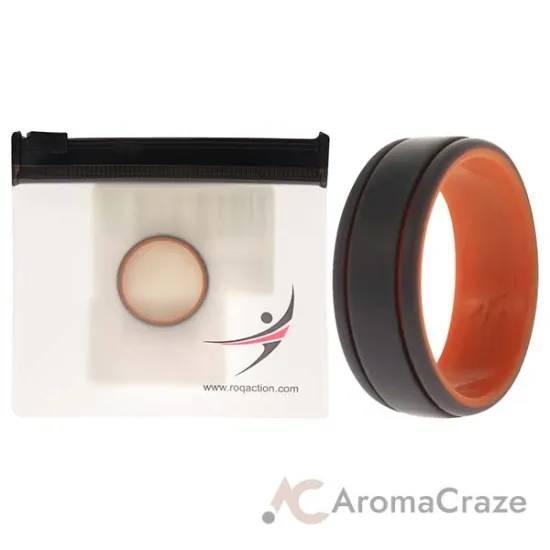 Picture of Silicone Wedding 2Layer Lines Ring - Orang-Grey by ROQ for Men - 12 mm Ring