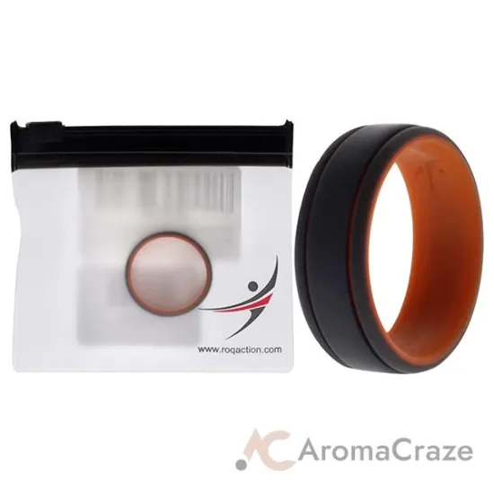 Picture of Silicone Wedding 2Layer Lines Ring - Orang-Grey by ROQ for Men - 14 mm Ring