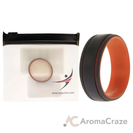 Picture of Silicone Wedding 2Layer Lines Ring - Orang-Grey by ROQ for Men - 16 mm Ring
