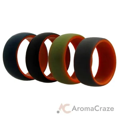 Picture of Silicone Wedding 2Layer Dome Ring Set - Orange by ROQ for Men - 4 x 7 mm Ring