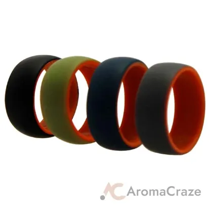 Picture of Silicone Wedding 2Layer Dome Ring Set - Orange by ROQ for Men - 4 x 9 mm Ring