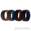 Picture of Silicone Wedding 2Layer Lines Ring Set - Grey-Black by ROQ for Men - 4 x 8 mm Ring