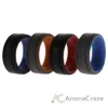 Picture of Silicone Wedding 2Layer Lines Ring Set - Grey-Black by ROQ for Men - 4 x 9 mm Ring