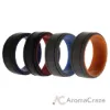 Picture of Silicone Wedding 2Layer Lines Ring Set - Grey-Black by ROQ for Men - 4 x 10 mm Ring