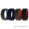 Picture of Silicone Wedding 2Layer Lines Ring Set - Grey-Black by ROQ for Men - 4 x 12 mm Ring