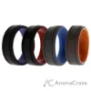 Picture of Silicone Wedding 2Layer Lines Ring Set - Grey-Black by ROQ for Men - 4 x 14 mm Ring