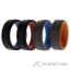 Picture of Silicone Wedding 2Layer Lines Ring Set - Grey-Black by ROQ for Men - 4 x 14 mm Ring