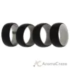 Picture of Silicone Wedding 2Layer Dome Ring Set - Black-Marble by ROQ for Men - 4 x 8 mm Ring