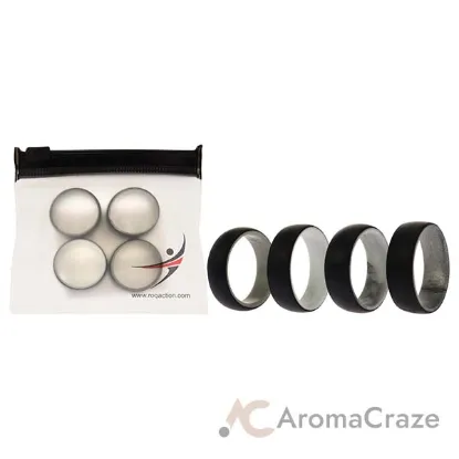 Picture of Silicone Wedding 2Layer Dome Ring Set - Black-Marble by ROQ for Men - 4 x 10 mm Ring