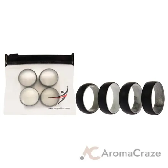 Picture of Silicone Wedding 2Layer Dome Ring Set - Black-Marble by ROQ for Men - 4 x 10 mm Ring