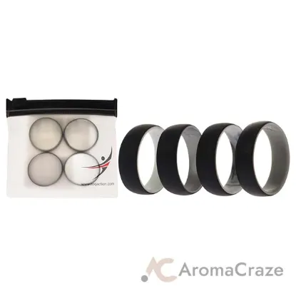 Picture of Silicone Wedding 2Layer Dome Ring Set - Black-Marble by ROQ for Men - 4 x 14 mm Ring