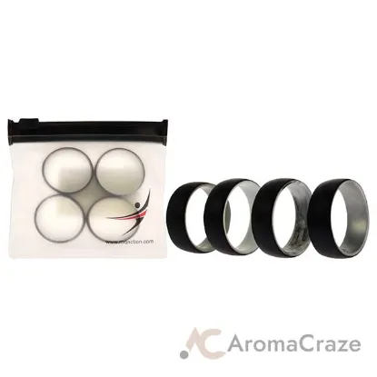 Picture of Silicone Wedding 2Layer Dome Ring Set - Black-Marble by ROQ for Men - 4 x 15 mm Ring