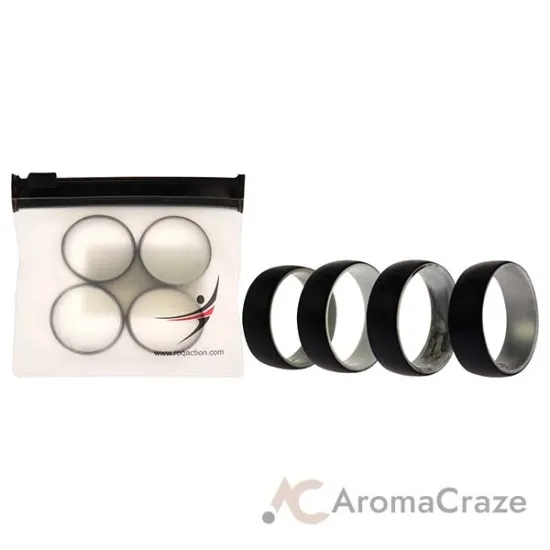 Picture of Silicone Wedding 2Layer Dome Ring Set - Black-Marble by ROQ for Men - 4 x 15 mm Ring