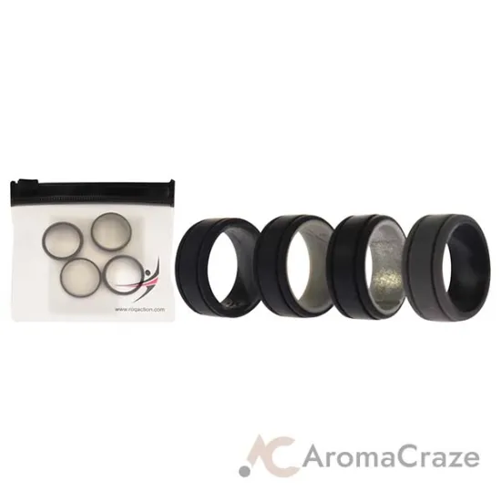 Picture of Silicone Wedding 2Layer Lines Ring Set - Silver-Camo by ROQ for Men - 4 x 7 mm Ring