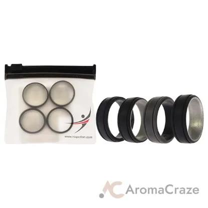 Picture of Silicone Wedding 2Layer Lines Ring Set - Silver-Camo by ROQ for Men - 4 x 11 mm Ring