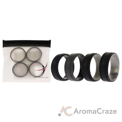 Picture of Silicone Wedding 2Layer Lines Ring Set - Silver-Camo by ROQ for Men - 4 x 16 mm Ring