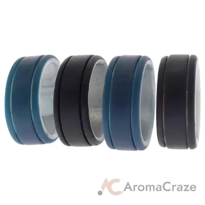 Picture of Silicone Wedding 2Layer Lines Ring Set - Marble by ROQ for Men - 4 x 8 mm Ring