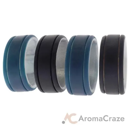 Picture of Silicone Wedding 2Layer Lines Ring Set - Marble by ROQ for Men - 4 x 8 mm Ring