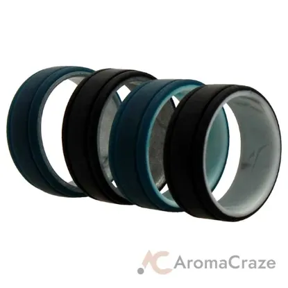 Picture of Silicone Wedding 2Layer Lines Ring Set - Marble by ROQ for Men - 4 x 11 mm Ring