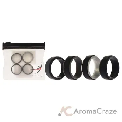 Picture of Silicone Wedding 2Layer Step Ring Set - Grey-Black by ROQ for Men - 4 x 8 mm Ring