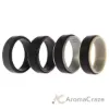 Picture of Silicone Wedding 2Layer Step Ring Set - Grey-Black by ROQ for Men - 4 x 11 mm Ring