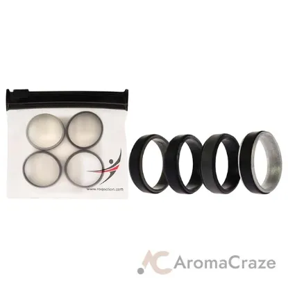 Picture of Silicone Wedding 2Layer Step Ring Set - Grey-Black by ROQ for Men - 4 x 14 mm Ring