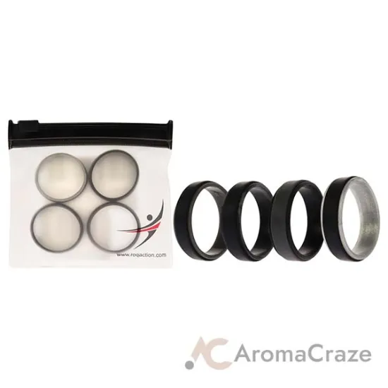 Picture of Silicone Wedding 2Layer Step Ring Set - Grey-Black by ROQ for Men - 4 x 14 mm Ring