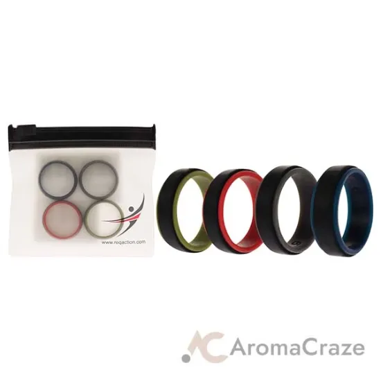 Picture of Silicone Wedding 2Layer Step Ring Set - Black by ROQ for Men - 4 x 9 mm Ring