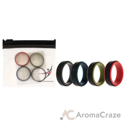 Picture of Silicone Wedding 2Layer Step Ring Set - Black by ROQ for Men - 4 x 10 mm Ring