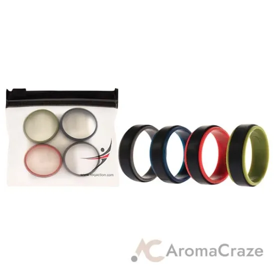 Picture of Silicone Wedding 2Layer Step Ring Set - Black by ROQ for Men - 4 x 16 mm Ring