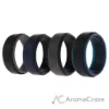Picture of Silicone Wedding 2Layer Step Ring Set - Black-Blue by ROQ for Men - 4 x 9 mm Ring