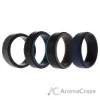 Picture of Silicone Wedding 2Layer Step Ring Set - Black-Blue by ROQ for Men - 4 x 11 mm Ring